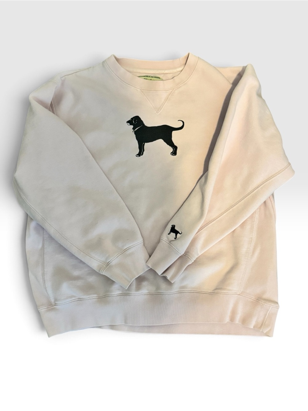 “The Black Dog” Light Pink Crewneck BOXY Sweatshirt with Black Dog Motif XL